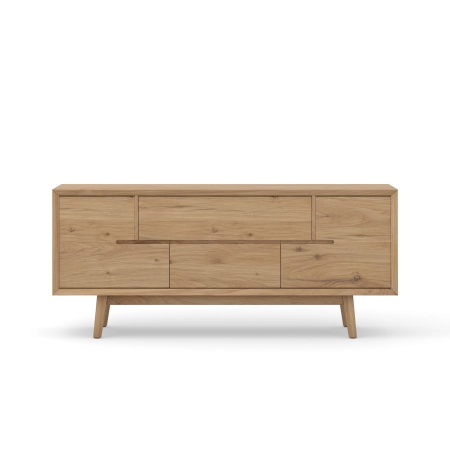 Komoda z litego drewna 160 × 70 × 45 cm – 3 szuflady i pojemne szafki